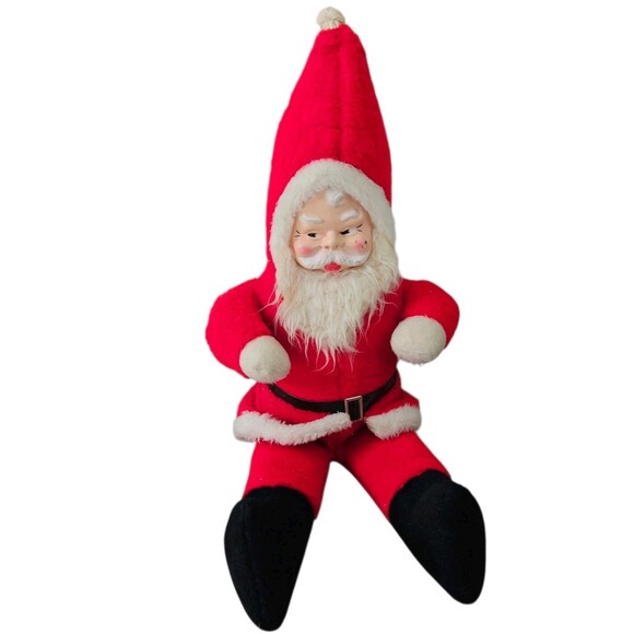 LARGE 41" Store Display Vintage Stuffed Plastic Face Santa Claus Plush - Picture 1 of 9
